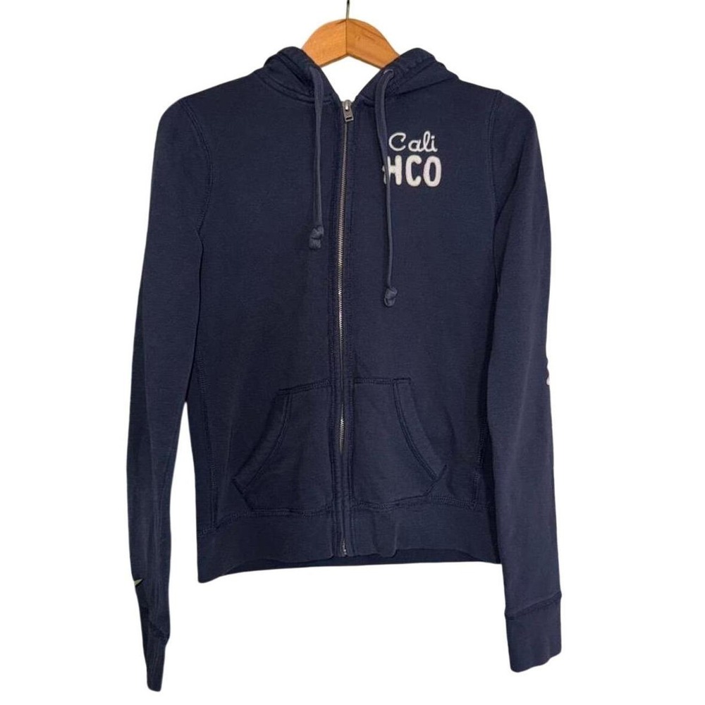 Hollister HCO navy blue zip up hoodie preppy